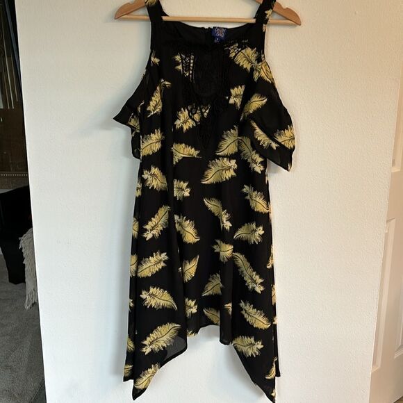 Disney Beauty and the Beast Cold Shoulder Dress Black Gold Size Small - Picture 2 of 13